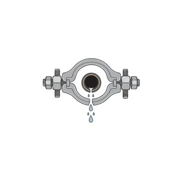 Pipe clamp with water droplets leaking vector art Stock Illustration