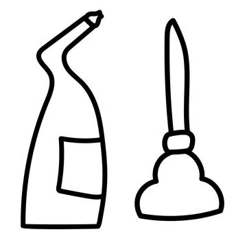 Pipe cleaner and plunger set for cleaning pipes and sewers vector illustration Stock Illustration