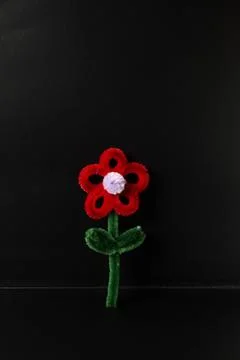 Pipe Cleaner Red Flower Craft Stock Photos