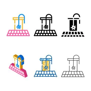 Pipe cleaning color icon vector line variants Stock Illustration