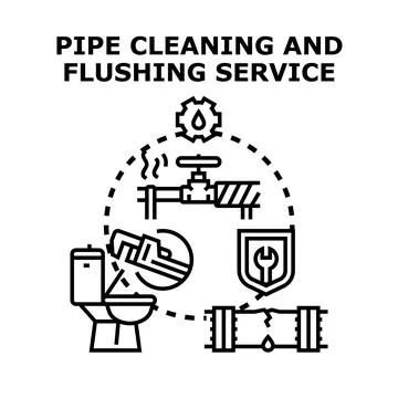 Pipe cleaning flushing service and plumbing maintenance Stock Illustration