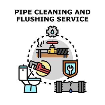 Pipe cleaning flushing service and plumbing maintenance Stock Illustration
