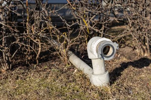 The pipe for connecting the hydrant is on the ground Stock Photos