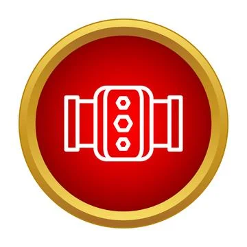 Pipe connector tool outline icon in red circle Stock Illustration