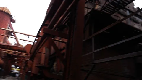 Pipe construction in abandoned factory Stock Footage 88643936