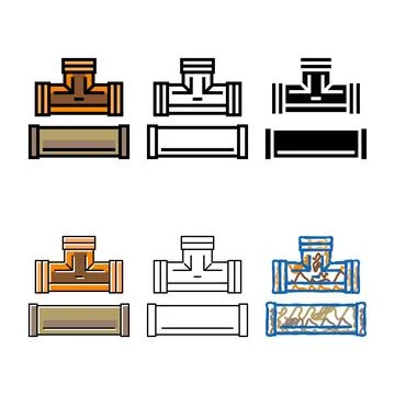 Pipe copper metal color variations icon vector Stock Illustration