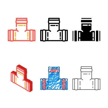 Pipe copper metal multistyle color icon vector Stock Illustration
