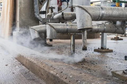 Pipe is covered in steam Stock Photos