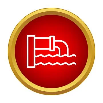 Pipe discharging industrial liquid creating water pollution icon Stock Illustration