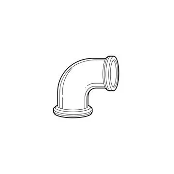 Pipe elbow connector fitting outline icon plumbing industrial component eleme Stock Illustration