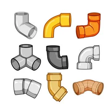 Pipe elbow set cartoon vector illustration Stock Illustration