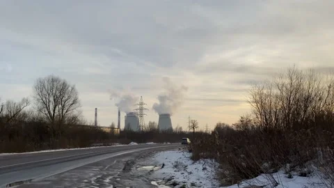 The pipe emits polluted smoke into the atmosphere. Stock Footage 149667064