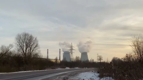 The pipe emits polluted smoke into the atmosphere. Stock Footage 149667682
