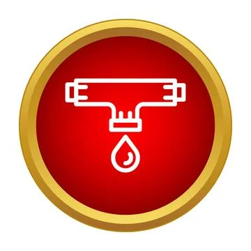 Pipe fitting dripping water icon symbolizing plumbing leak Stock Illustration