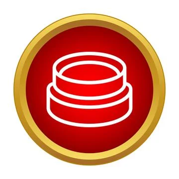 Pipe fitting icon on red circle with gold border Stock Illustration