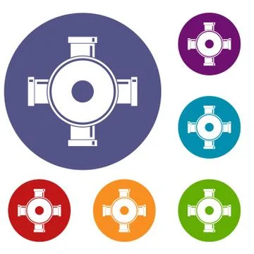 Pipe fitting icons set Stock Illustration