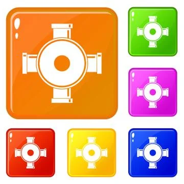 Pipe fitting icons set vector color Stock Illustration