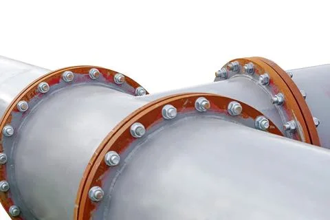 Pipe flange connecting between pipe and water tank Stock Photos