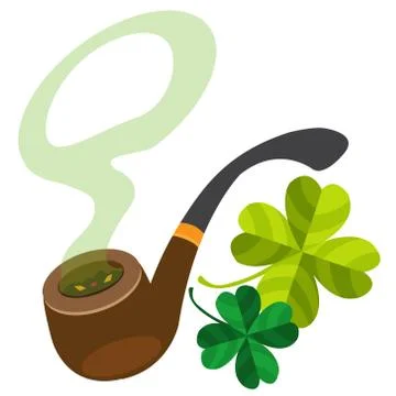 Pipe with four-leaf clover. Stock Illustration