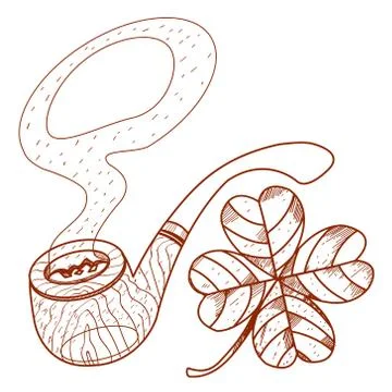 Pipe with four-leaf clover. Stock Illustration