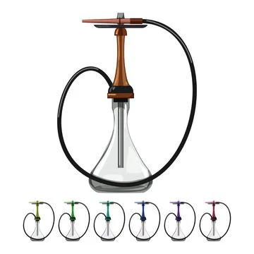 Pipe hookah shisha cartoon vector graphic sign color Stock Illustration