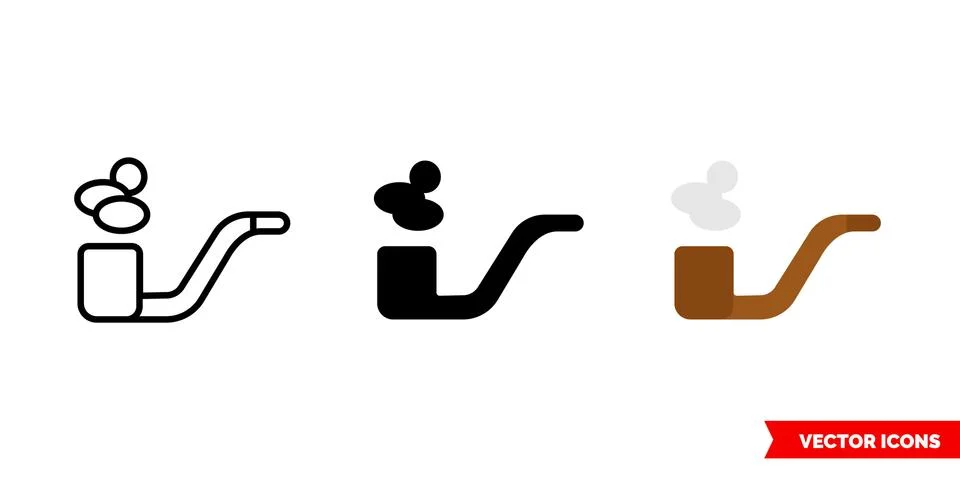 Pipe icon of 3 types. Isolated vector sign symbol. Stock Illustration