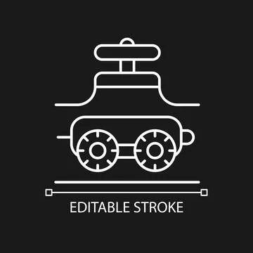 Pipe-inspecting robots white linear icon for dark theme Illustrazione stock
