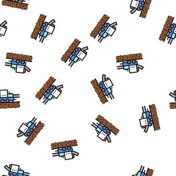 Pipe layer machine vector seamless pattern Stock Illustration