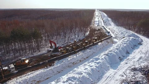 Pipe laying machines, top view Stock Footage 170920269