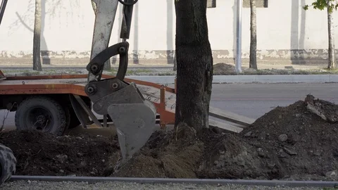 Pipe laying on the street Stock Footage 129518094