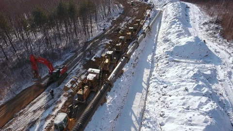 Pipe laying, top view Stock Footage 170920886