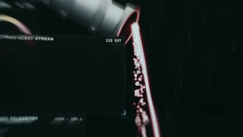 Pipe leaking binary data symbolizing information security breach Stock Footage 335880467