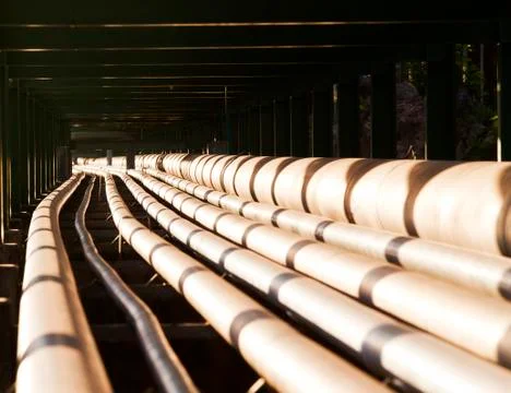 Pipe line in heavy industry Stock Photos