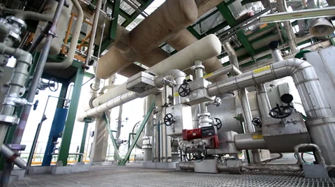 Pipe line in process area of refining plant Stock Footage 37763224