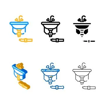 Pipe multistyle repair color icon vector color Stock Illustration