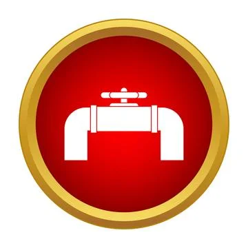 Pipe network with valve icon in red circle 스톡 일러스트