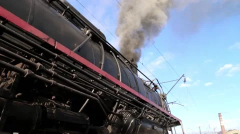 From the pipe is old steam locomotive smoke Video stock 59665167