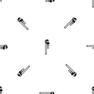 Pipe or monkey wrench pattern seamless black Stock Illustration