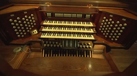Pipe Organ close and pan (untrimmed) Stock Footage 10712969