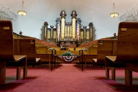 Pipe organ inside Mormon Tabernacle in Temple Square, Salt Lake City, Utah Stock Photos