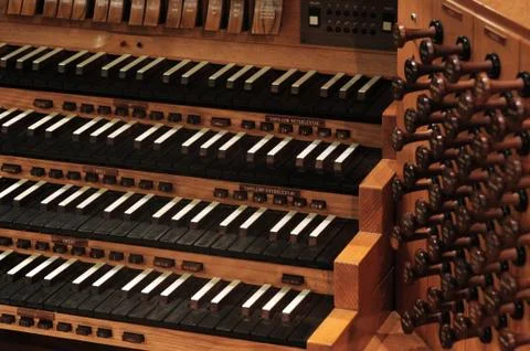 Pipe organ keyboard Stock Photos