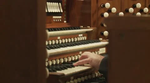 Pipe organist medium hand shot (untrimmed) Stock Footage 10712487