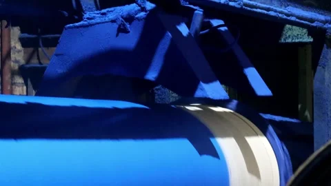 Pipe painting on automatic machine Stock Footage 308973663