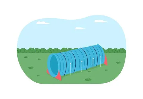 Pipe for pet training 2D vector web banner, poster Stock-Illustration