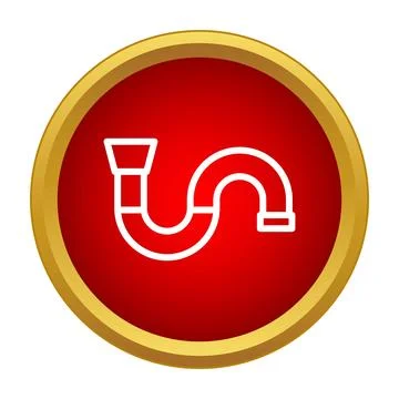 Pipe plumbing s trap icon on red button 库存插图