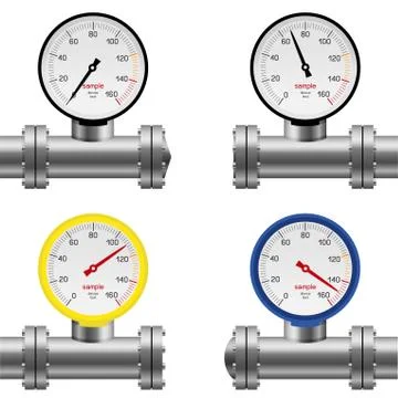 Pipe pressure gauge set Stock Illustration
