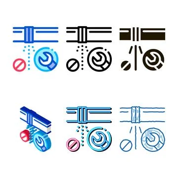 Pipe punch fix icon vector outline series Stock Illustration