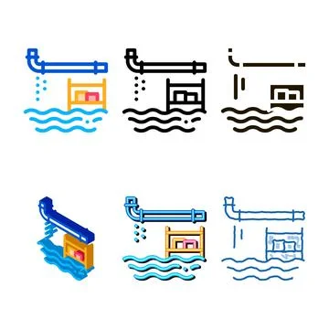 Pipe punching icon vector outline pack Stock Illustration