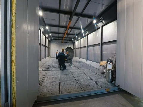 Pipe Ready for Painting. Modern Workshop Stock Footage 77920796