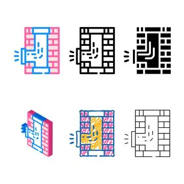 Pipe repair color icon multipack vector flat Stock Illustration